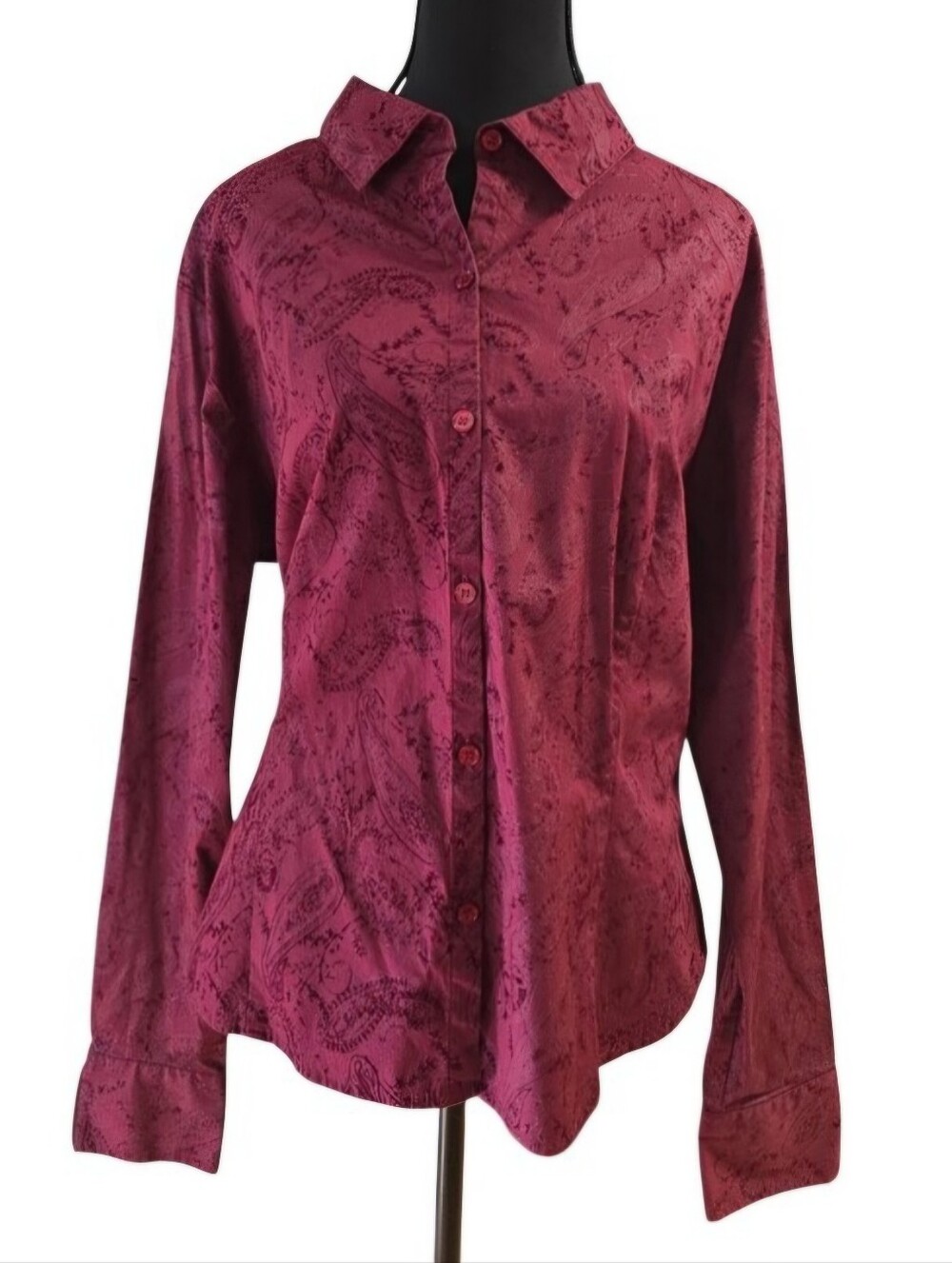 Westbound Tailored Berry-Paisley Long-Sleeve Button Down Shirt XL - Picture 4 of 4
